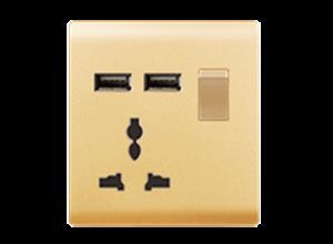 RB38A  1 gang switch+multi funtion socket+2USB